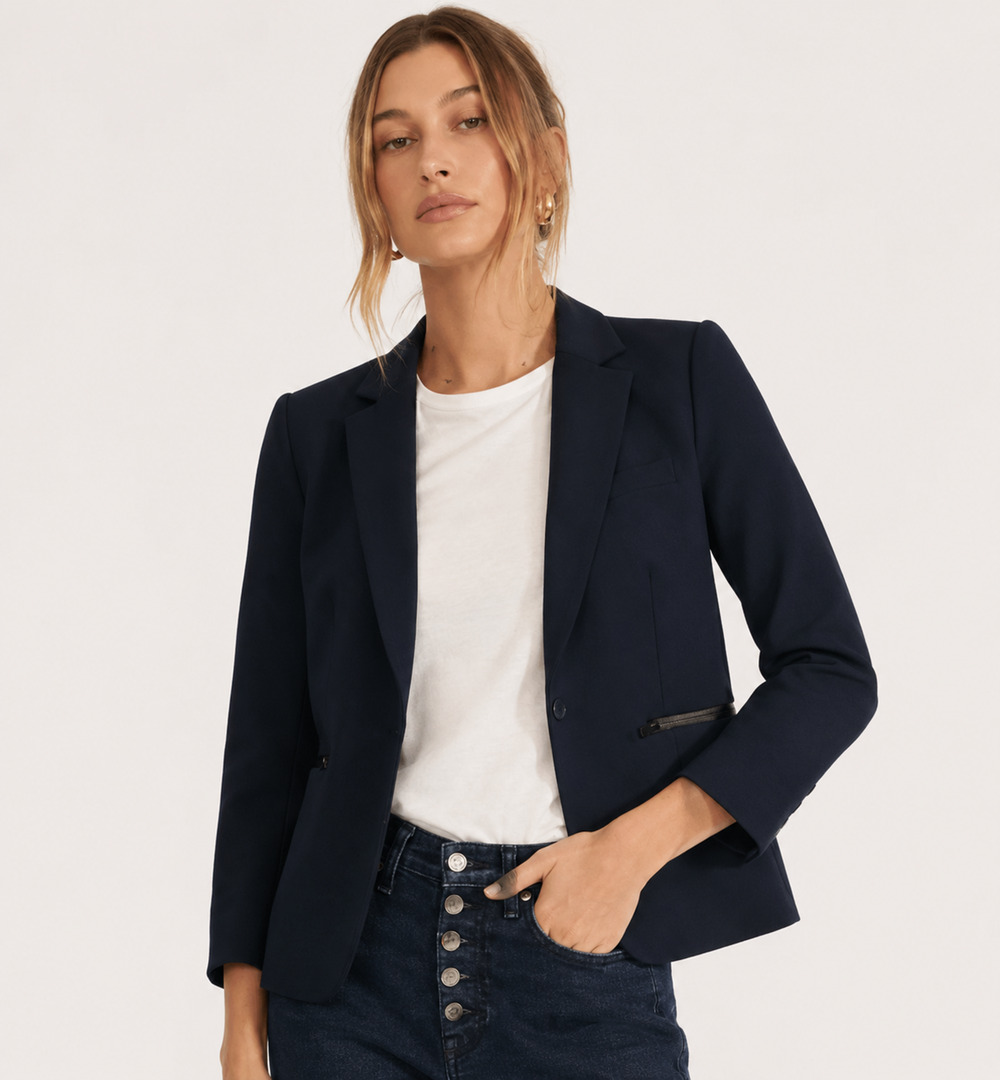 Veronica Beard 12 Navy Core Schoolboy Scuba Dickey Jacket $645 Fitted Blazer NWT